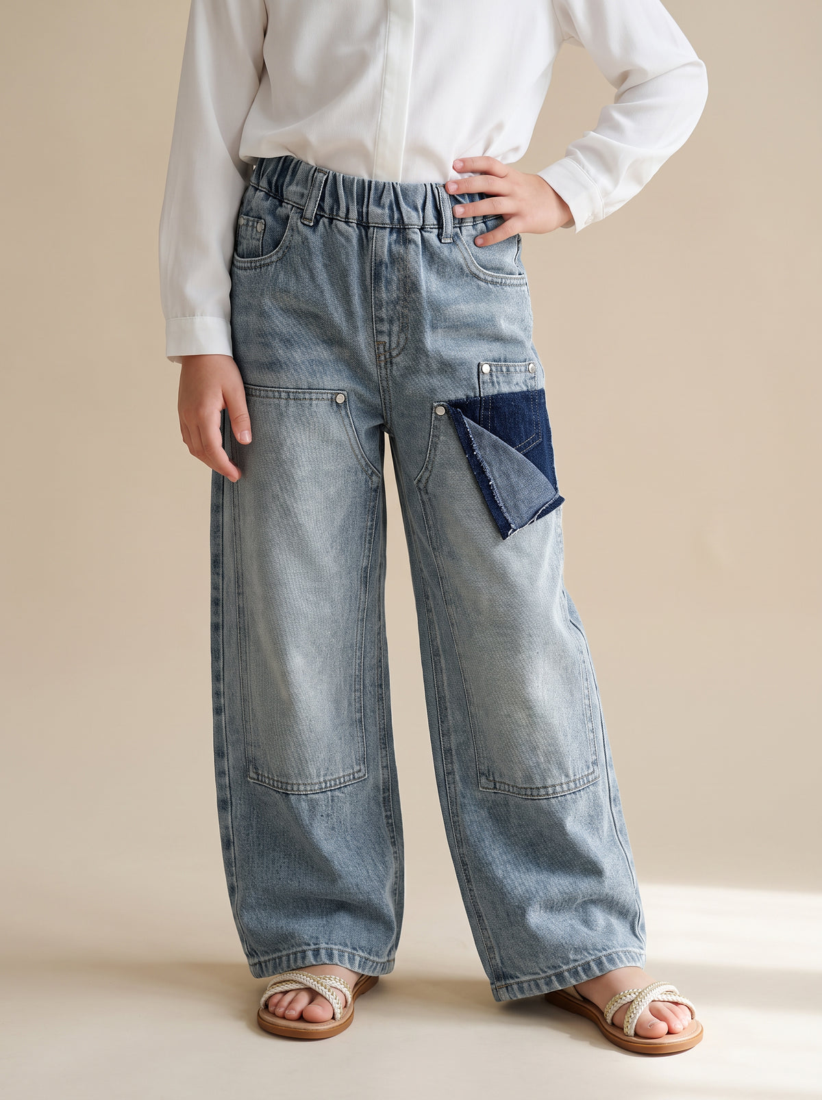 8118 Light Blue Denim Pants For Girls