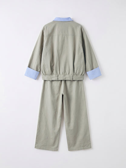 8164 Light Grey Jacket and Pants Set For Women