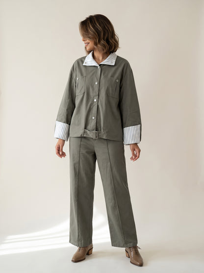 8164 Dark Grey Jacket and Pants Set For Women
