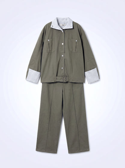 8164 Dark Grey Jacket and Pants Set For Women