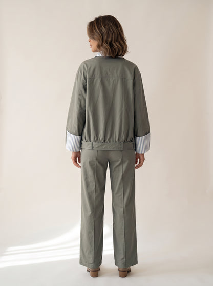 8164 Dark Grey Jacket and Pants Set For Women