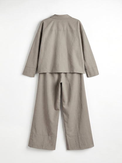 8165 Beige Jacket and Pants Set For Women