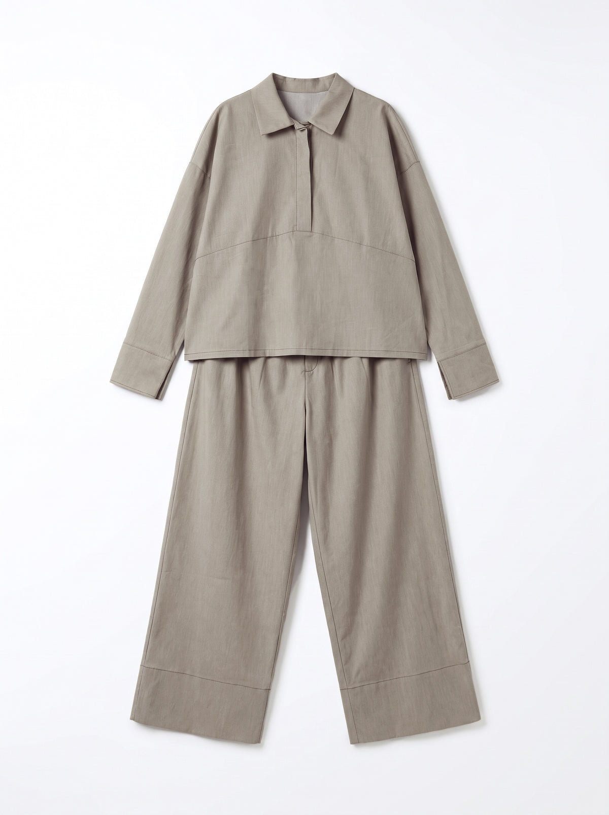 8165 Beige Jacket and Pants Set For Women