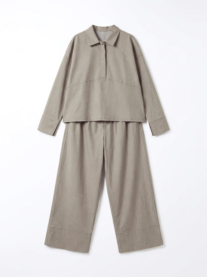 8165 Beige Jacket and Pants Set For Women
