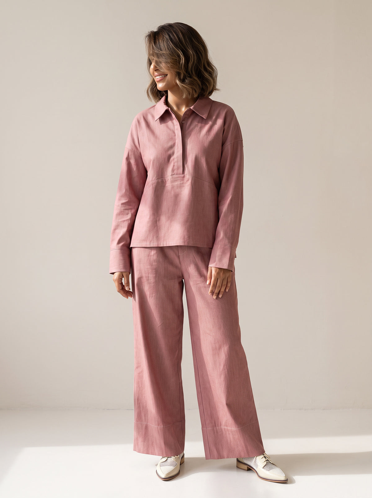 8165 Pink Jacket and Pants Set For Women