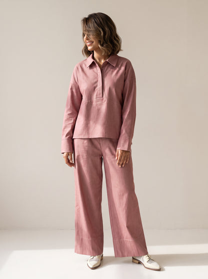 8165 Pink Jacket and Pants Set For Women