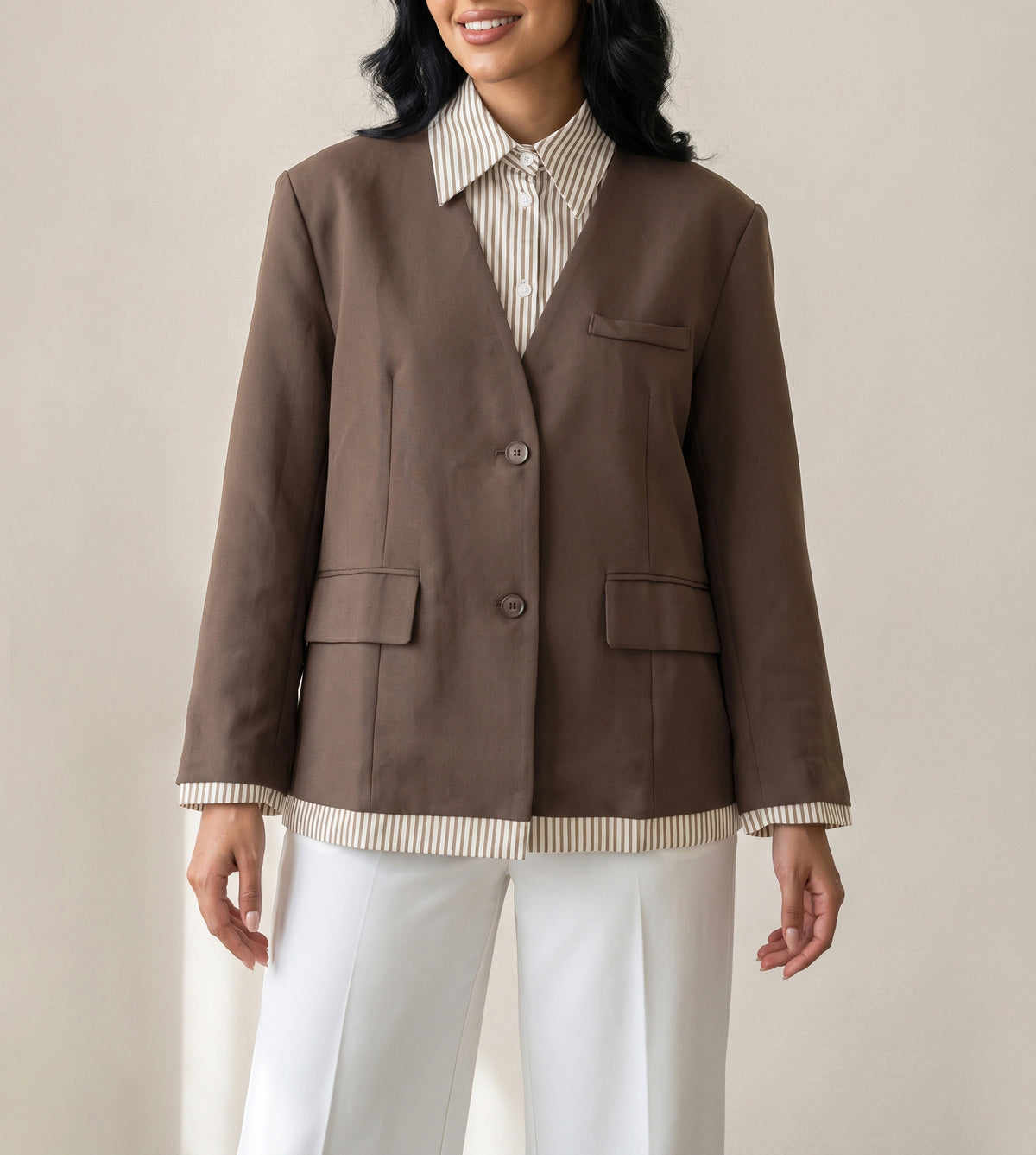 8167 Coffee Brown Blazer For Women
