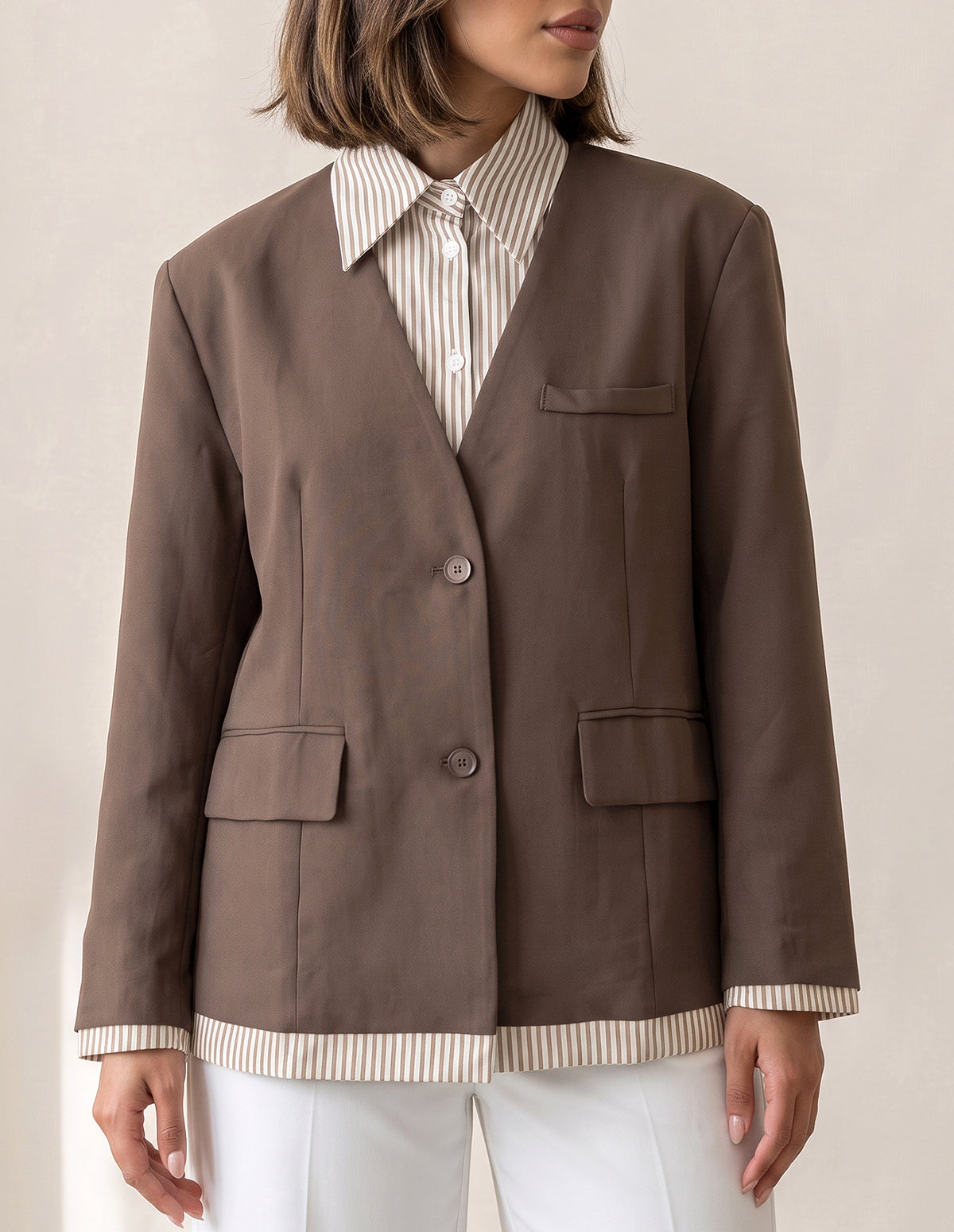 8167 Coffee Brown Blazer For Women