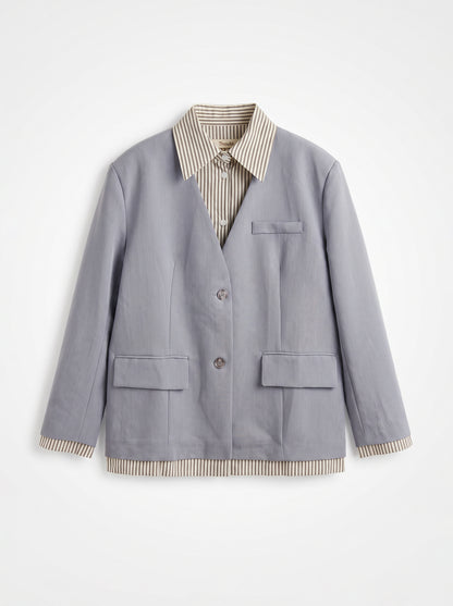 8167 Light Grey Blazer For Women