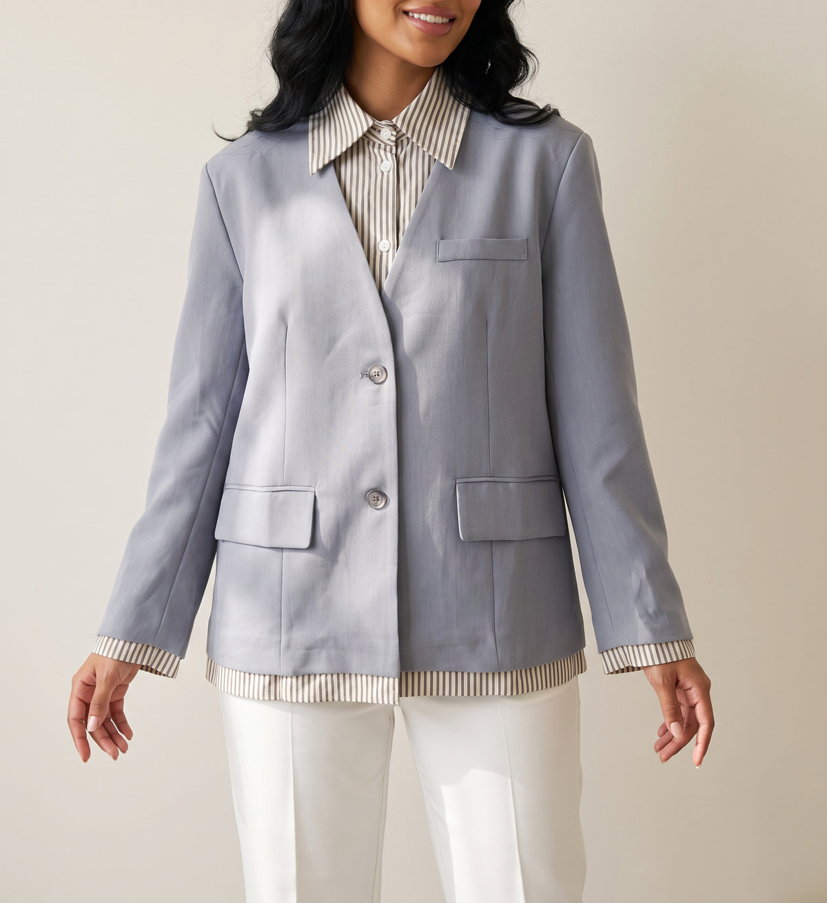 8167 Light Grey Blazer For Women