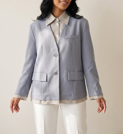 8167 Light Grey Blazer For Women