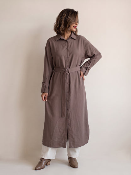 8197 Brown Long Shirt For Women