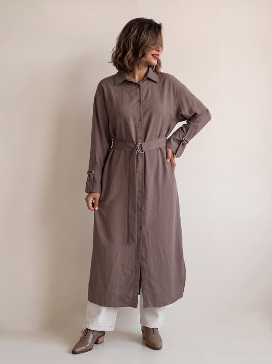 8197 Brown Long Shirt For Women