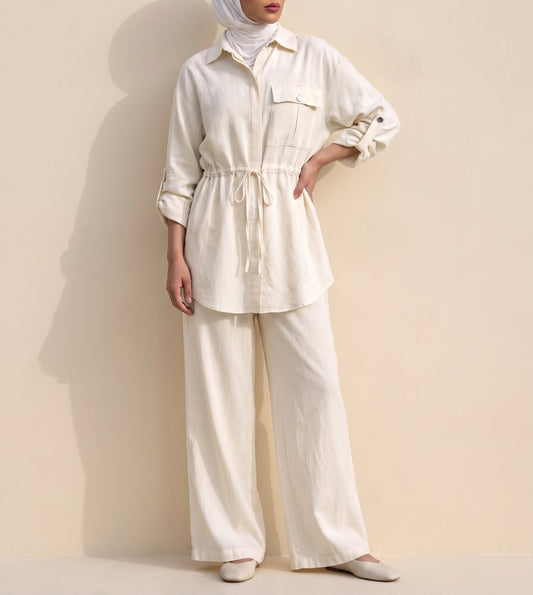 8200 White Shirt And Pants Set For Women