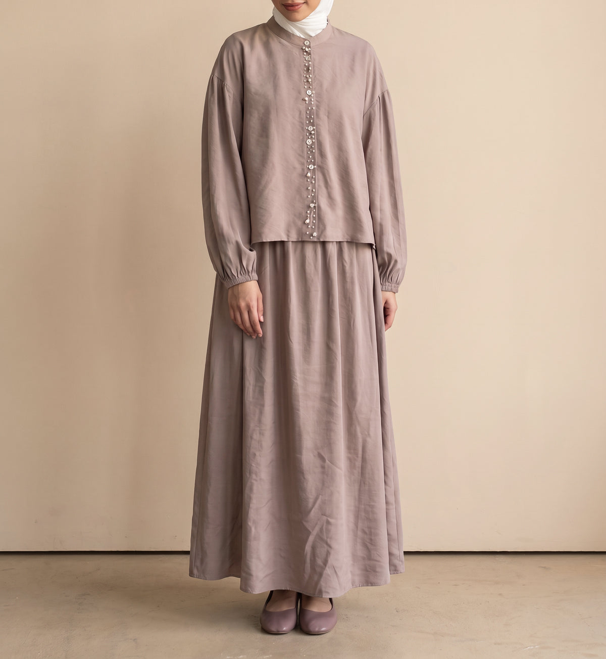 8201 Dark Beige Shirt And Skirt Set For Women