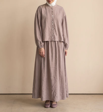 8201 Dark Beige Shirt And Skirt Set For Women