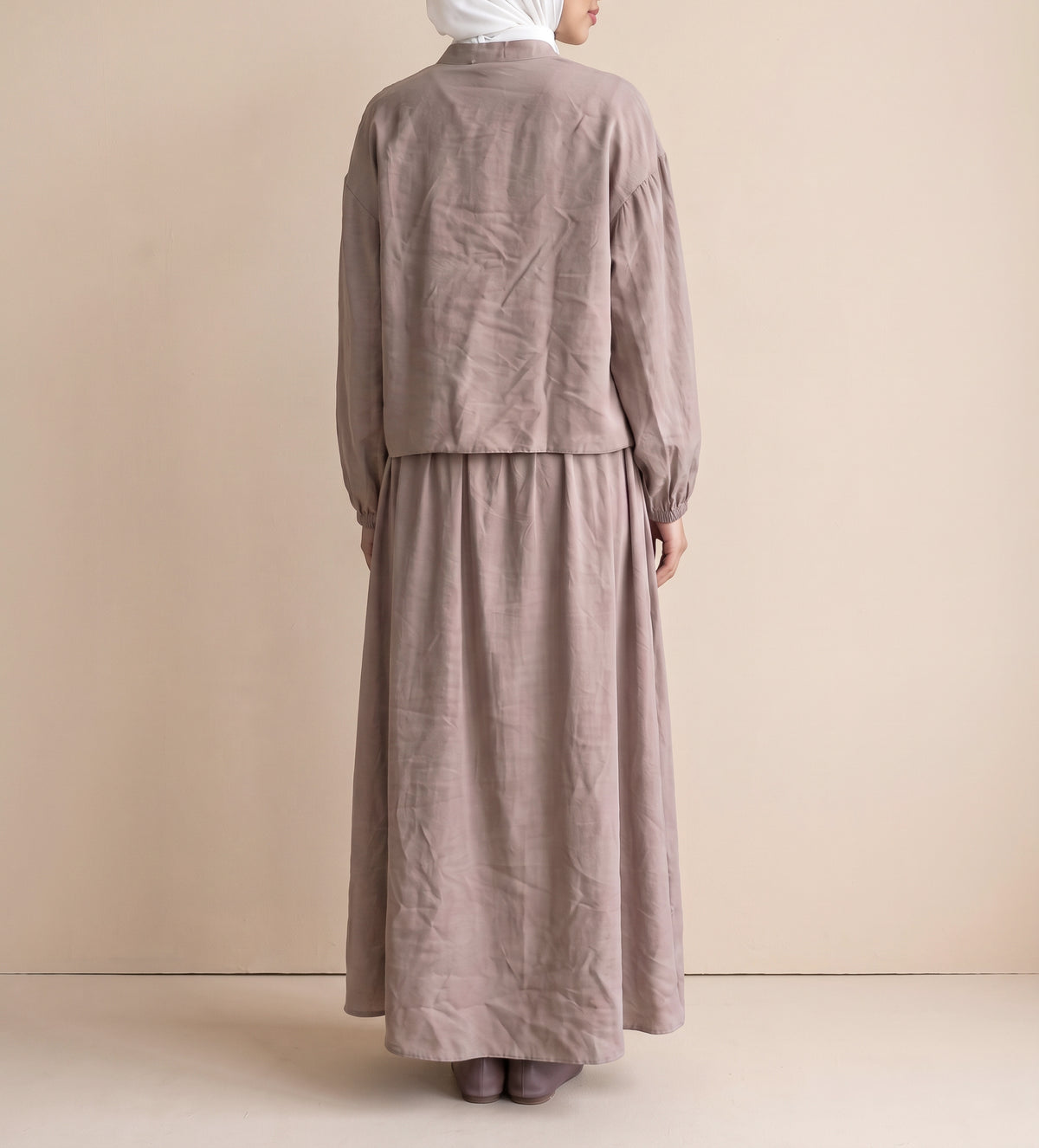 8201 Dark Beige Shirt And Skirt Set For Women