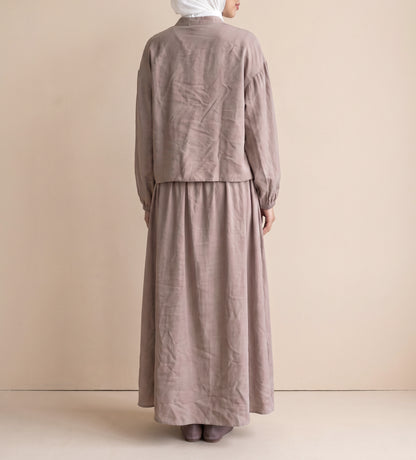 8201 Dark Beige Shirt And Skirt Set For Women