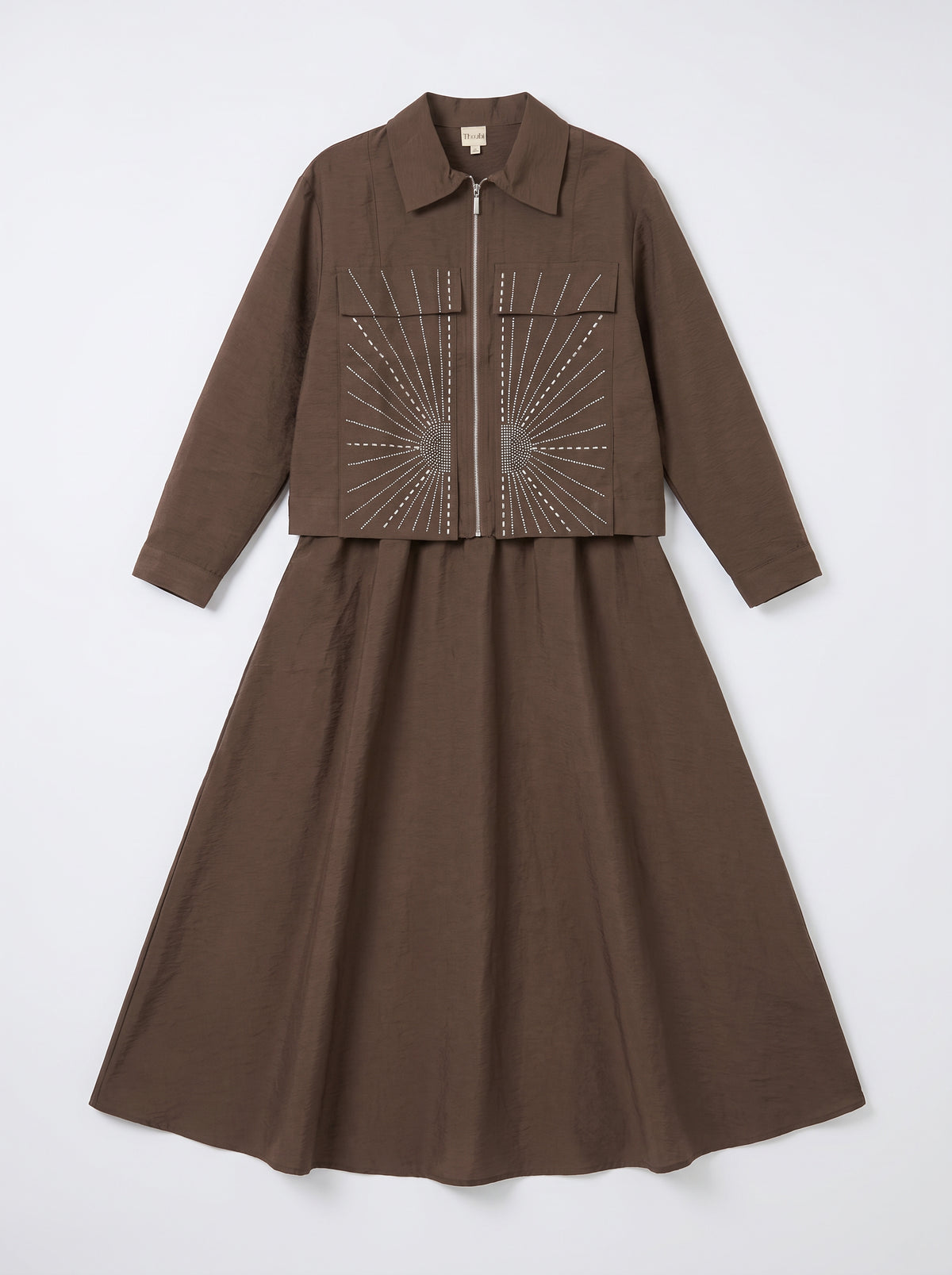8202 Brown Jacket and Skirt Set For Women