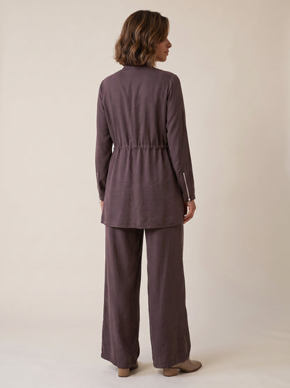 8207 Dark Brown Top And Pants Set For Women