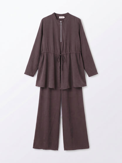 8207 Dark Brown Top And Pants Set For Women