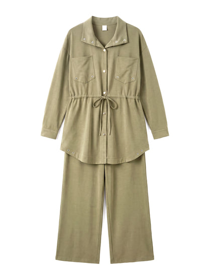 8203 Light Green Shirt And Pants Set For Women