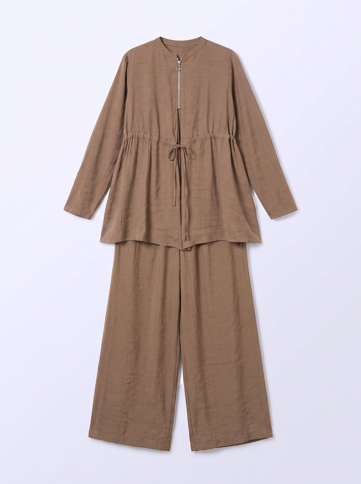 8207 Light Brown Top And Pants Set For Women