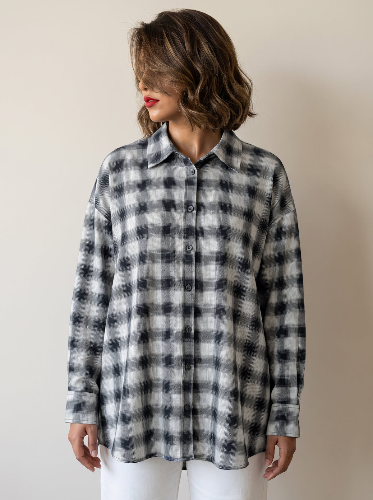 8222 Grey Oversize Shirt For Women