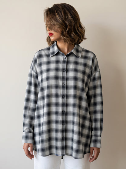8222 Grey Oversize Shirt For Women