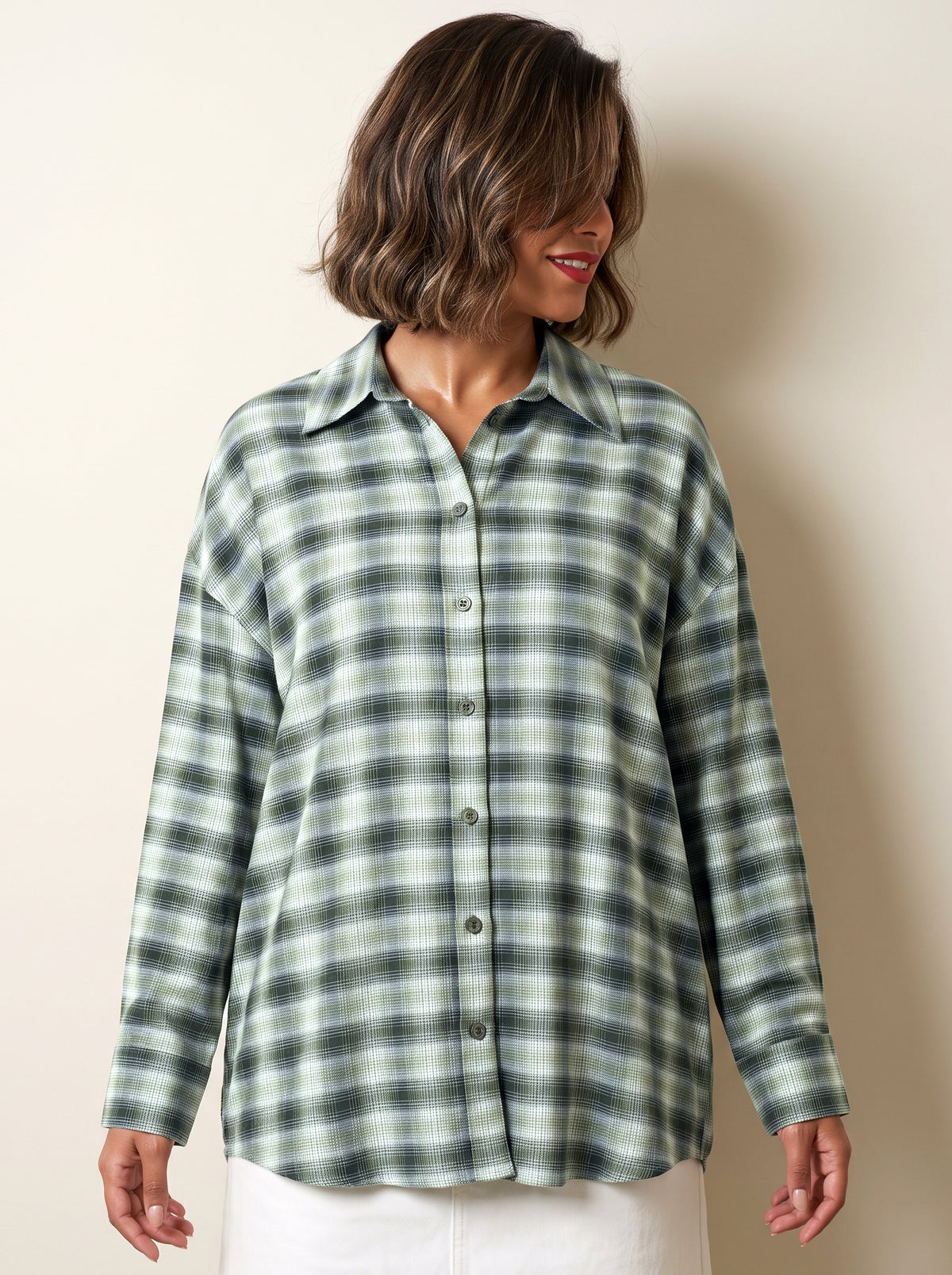 8222 Green Oversize Shirt For Women