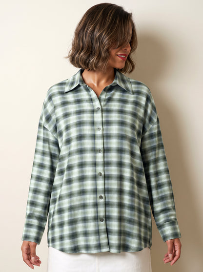 8222 Green Oversize Shirt For Women