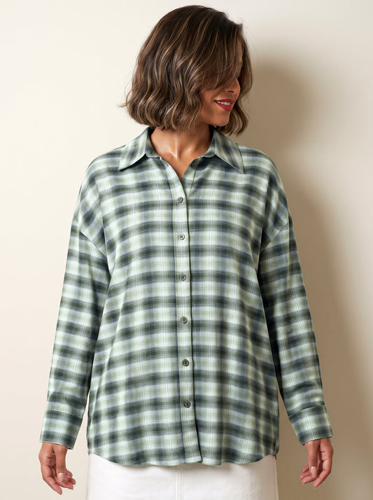 8222 Green Oversize Shirt For Women