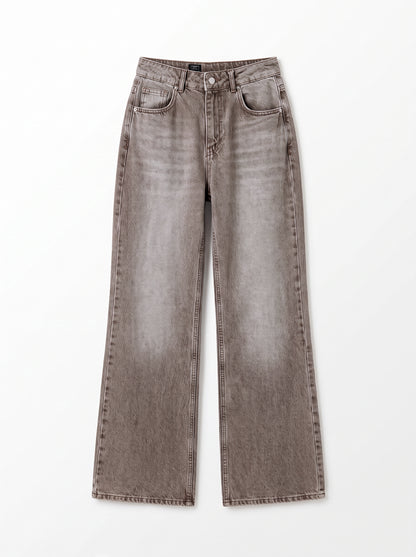 8227 Light Brown Denim Pants For Women