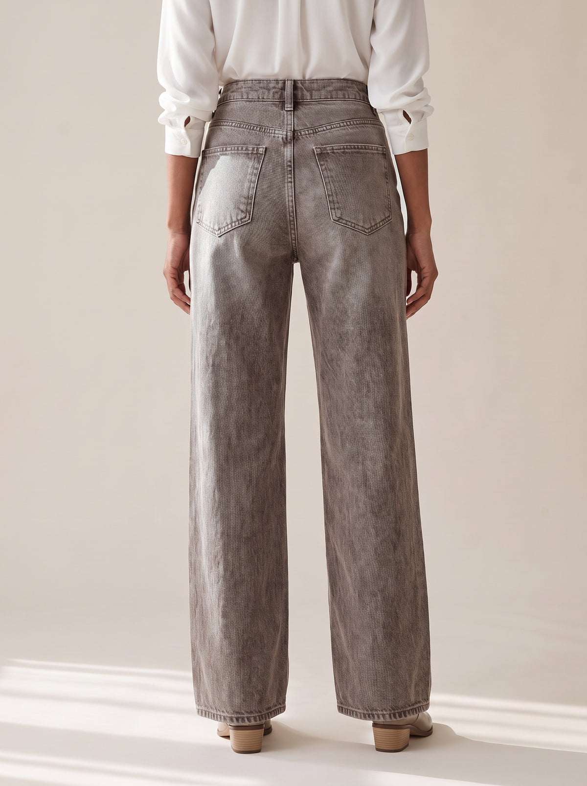 8227 Light Brown Denim Pants For Women
