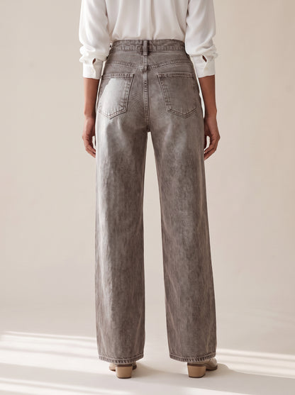 8227 Light Brown Denim Pants For Women