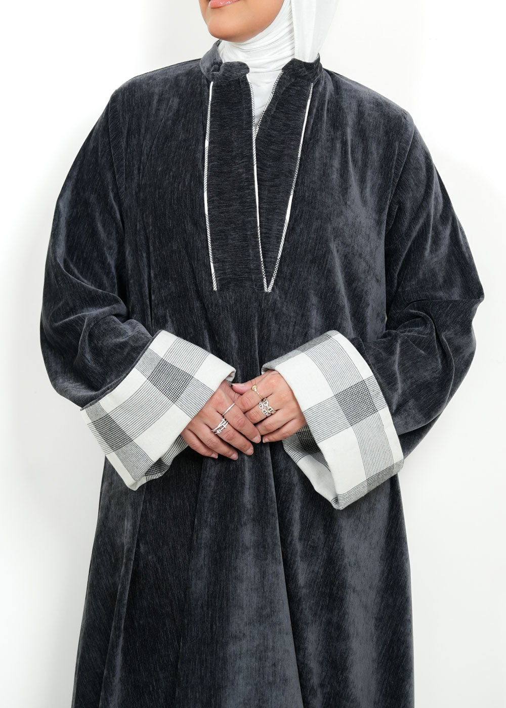 8096 Dark Grey Velvet Daraa For Women