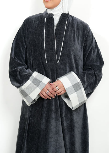 8096 Dark Grey Velvet Daraa For Women