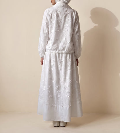 8317 Off White Shirt And Skirt Set For Women