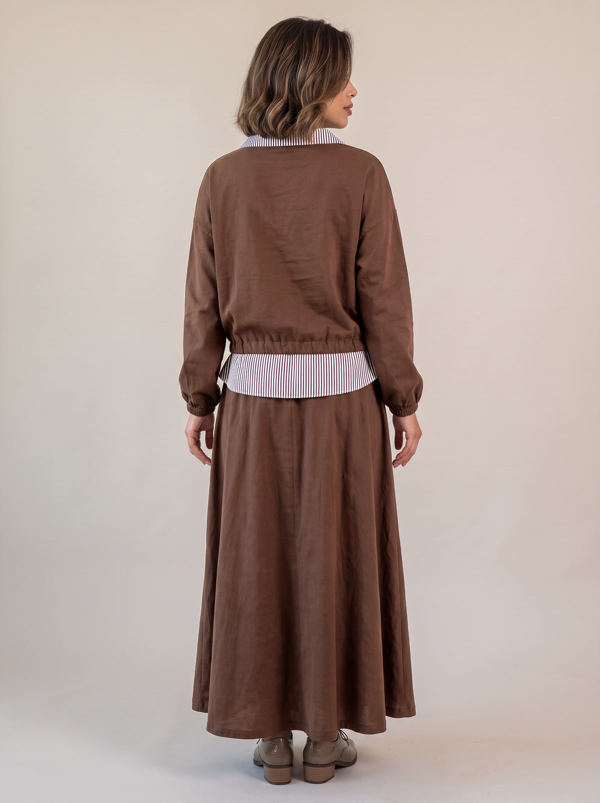 8326 Brown Top And Skirt Set For Women