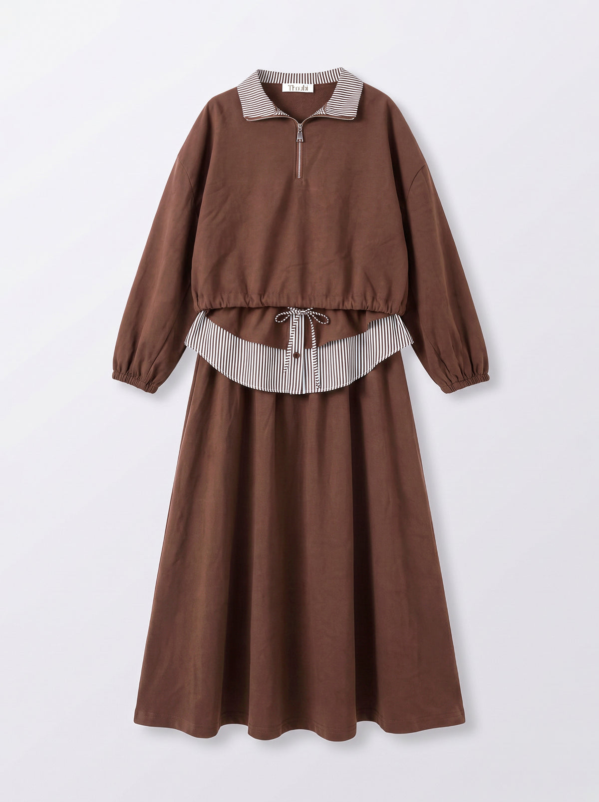 8326 Brown Top And Skirt Set For Women