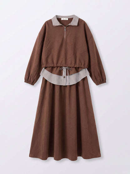 8326 Brown Top And Skirt Set For Women