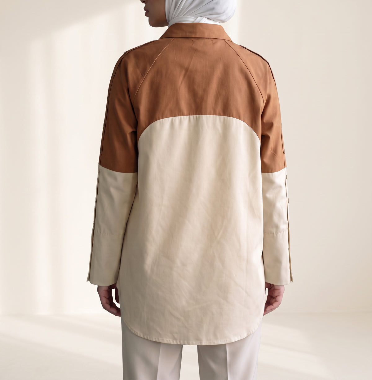 8331 Beige And Brown Shirt For Women