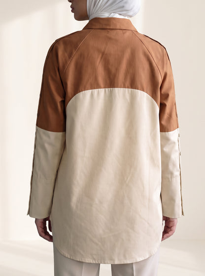 8331 Beige And Brown Shirt For Women