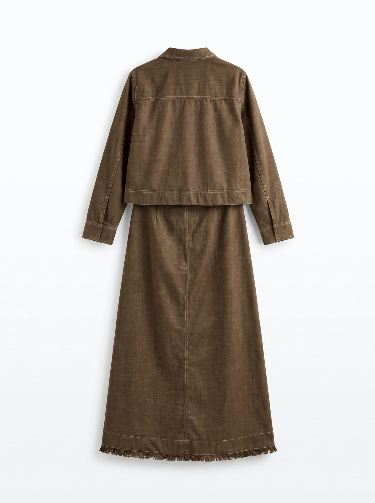 8384 Brown Jacket and Skirt Set For Women