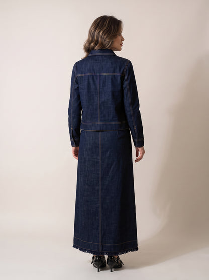 8384 Navy Jacket and Skirt Set For Women