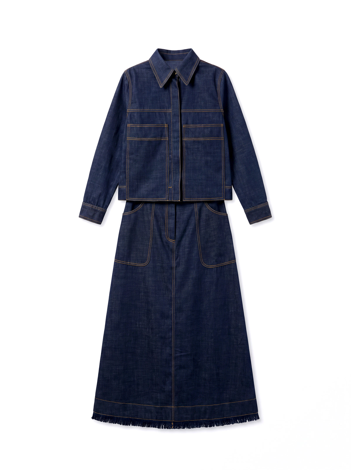 8384 Navy Jacket and Skirt Set For Women