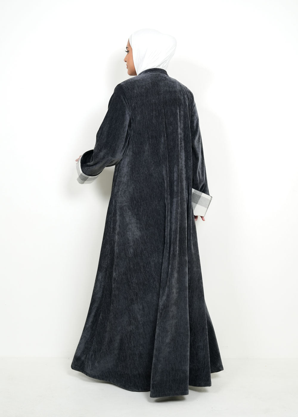 8096 Dark Grey Velvet Daraa For Women