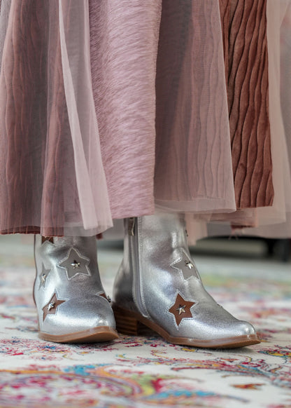 8035 Silver Star Boots For Girls