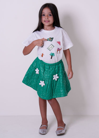 White T-Shirt Saudi Icon Design (With Name Embroidery Option)