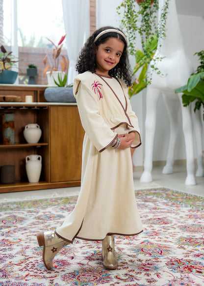 8041 Off White Palm Tree Daraa For Girls